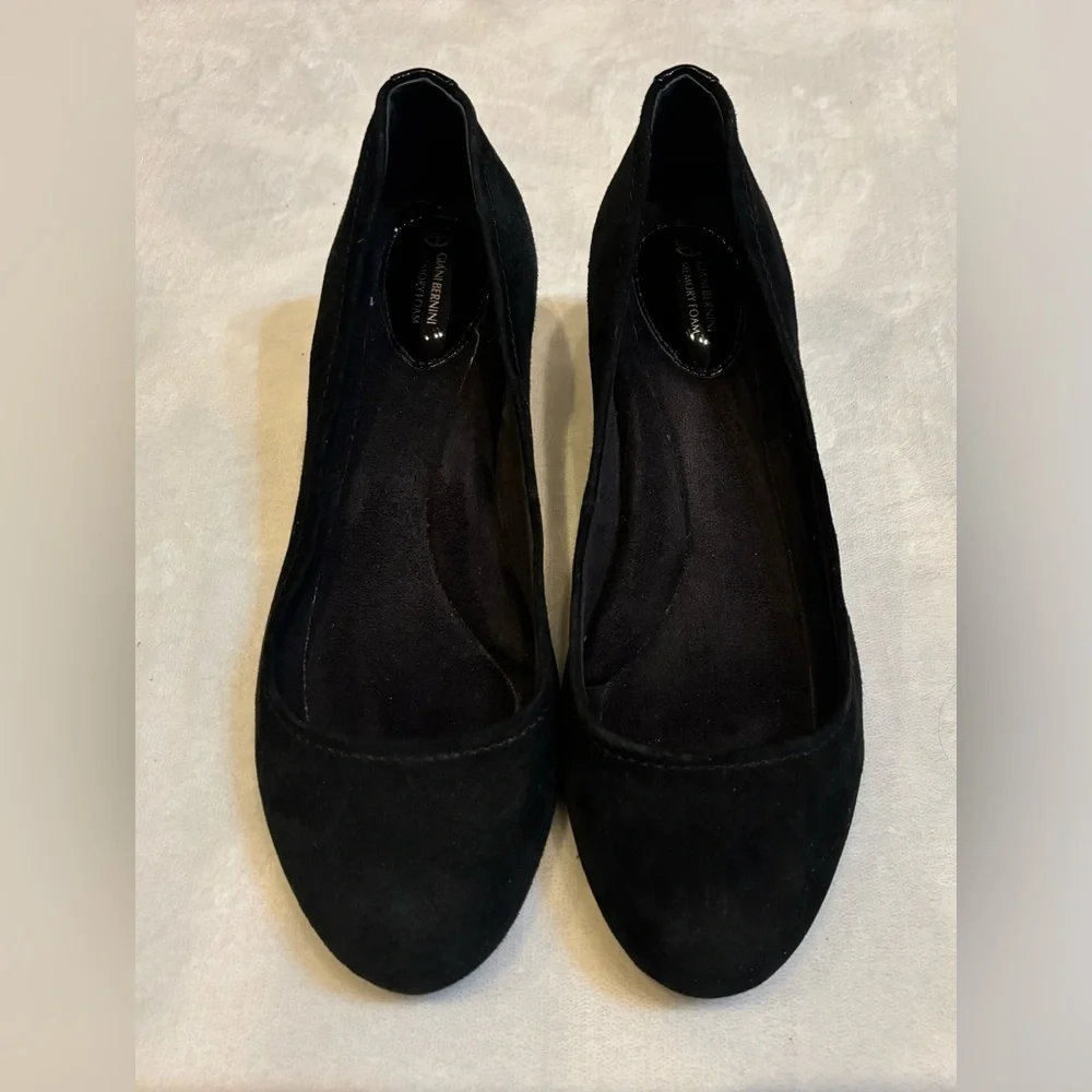 Giani Bernini Black Suede Wedge Pumps Memory Foam 8.5W